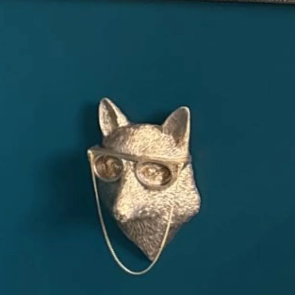 Gold Fox Head with Glasses Wall Décor – Modern Statement Art